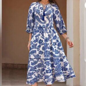 EUC! John Mark Blue and White Dress Size Small